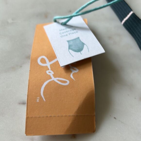 Kona Sol gray and pink stripe one piece bathing suit size SMALL NEW - Picture 8 of 9